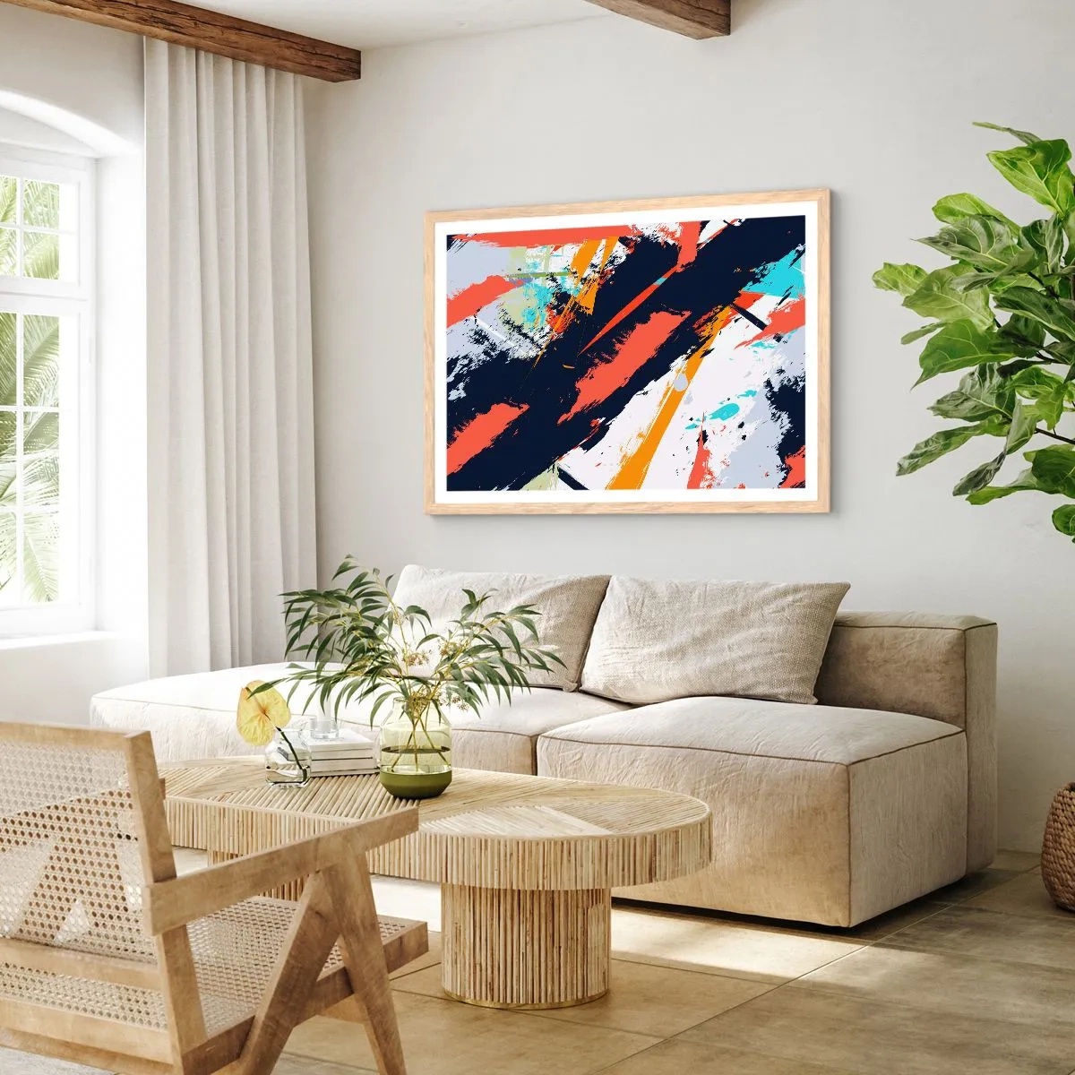 Plagát v ráme zo svetlého duba - Dynamická kompozícia - 40x30 cm