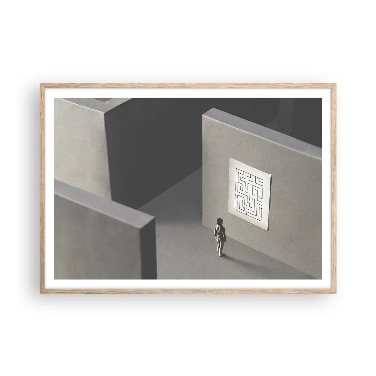 Plagát v ráme zo svetlého duba - Kde to ale som? - 100x70 cm