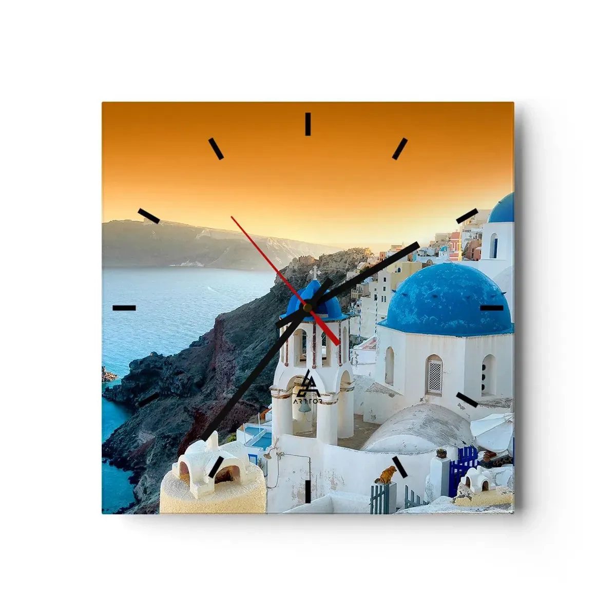 Nástenné hodiny - Santorini - v náruči skál - 30x30 cm