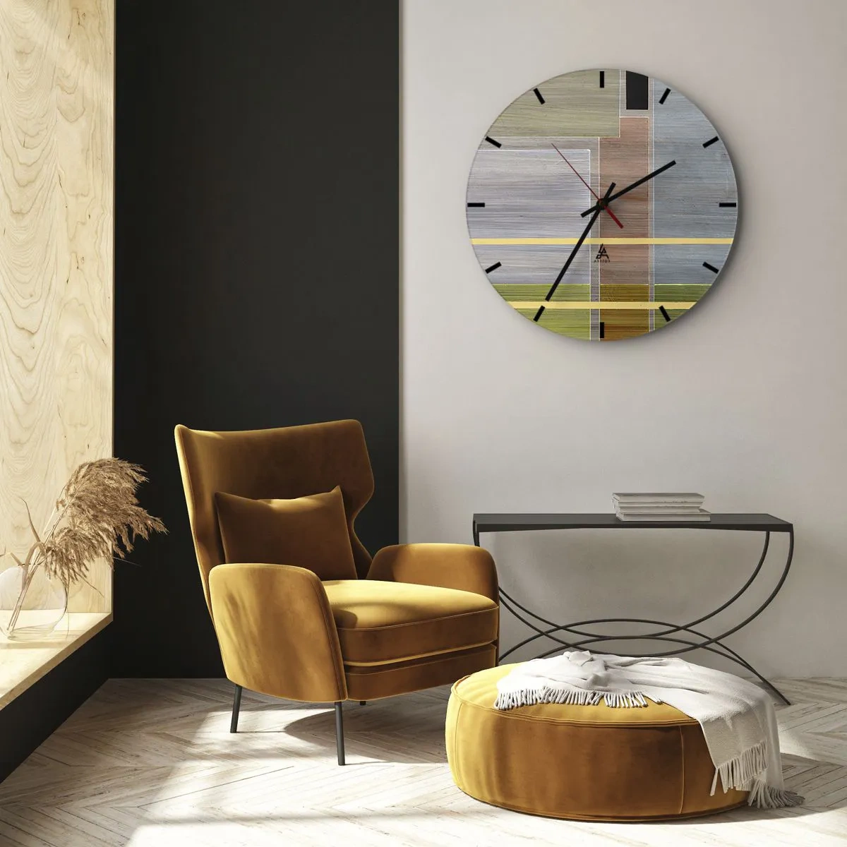 Nástenné hodiny - Farebné obdĺžniky v horizontálnom a vertikálnom usporiadaní - 30x30cm - Jednoducho a v kľude - Moderná nástenná dekorácia do obývacej izby, kuchyne a spálne ARTTOR