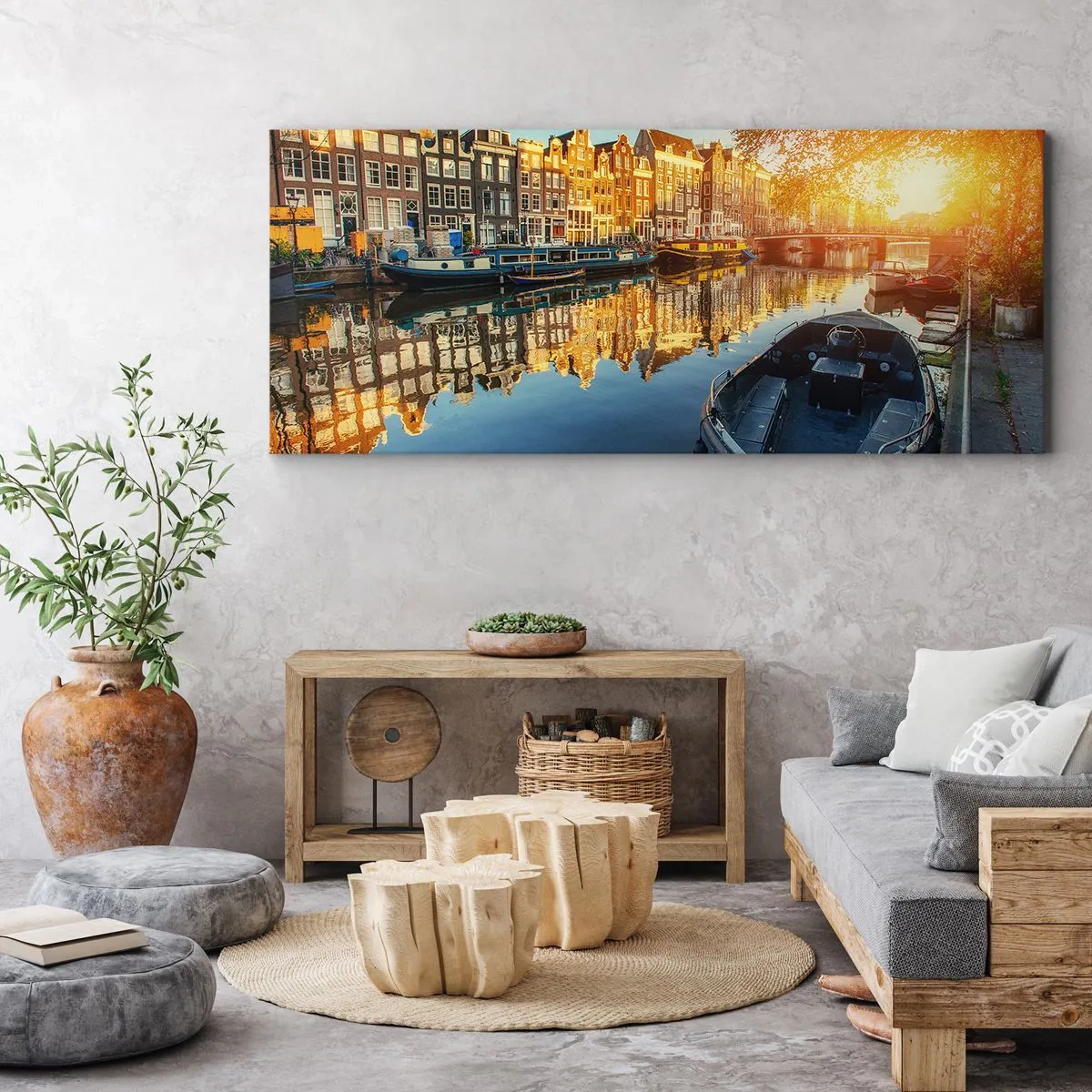 Obraz na plátne - Ráno v Amsterdame - 100x40 cm
