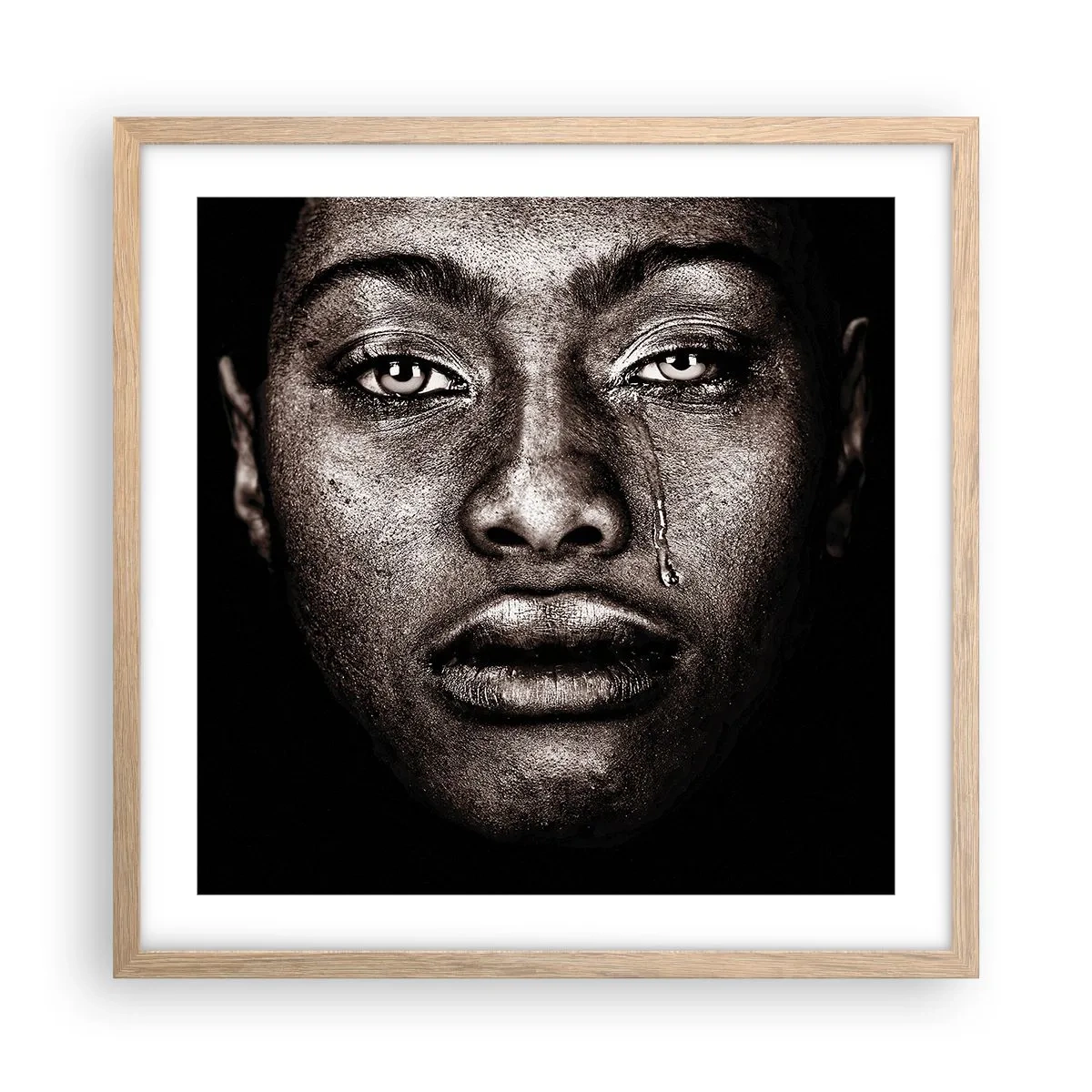 Plagát v ráme zo svetlého duba - Jedna slza - 50x50 cm