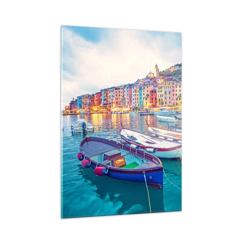 Obraz na skle - Farebný večer v prístave - 50x70 cm