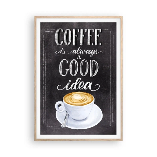 Plagát v ráme zo svetlého duba - Of course! - 70x100 cm