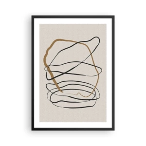 Plagát v čiernom ráme - Minimalistická abstrakcia s dynamickými líniami - 50x70cm - Kompozícia – tanec v slučke - Moderná nástenná dekorácia do obývacej izby a spálne ARTTOR