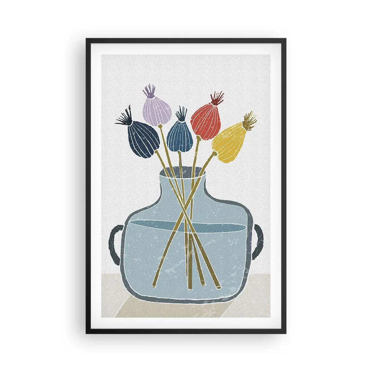 Plagát v čiernom ráme - Makové kvety - 61x91 cm