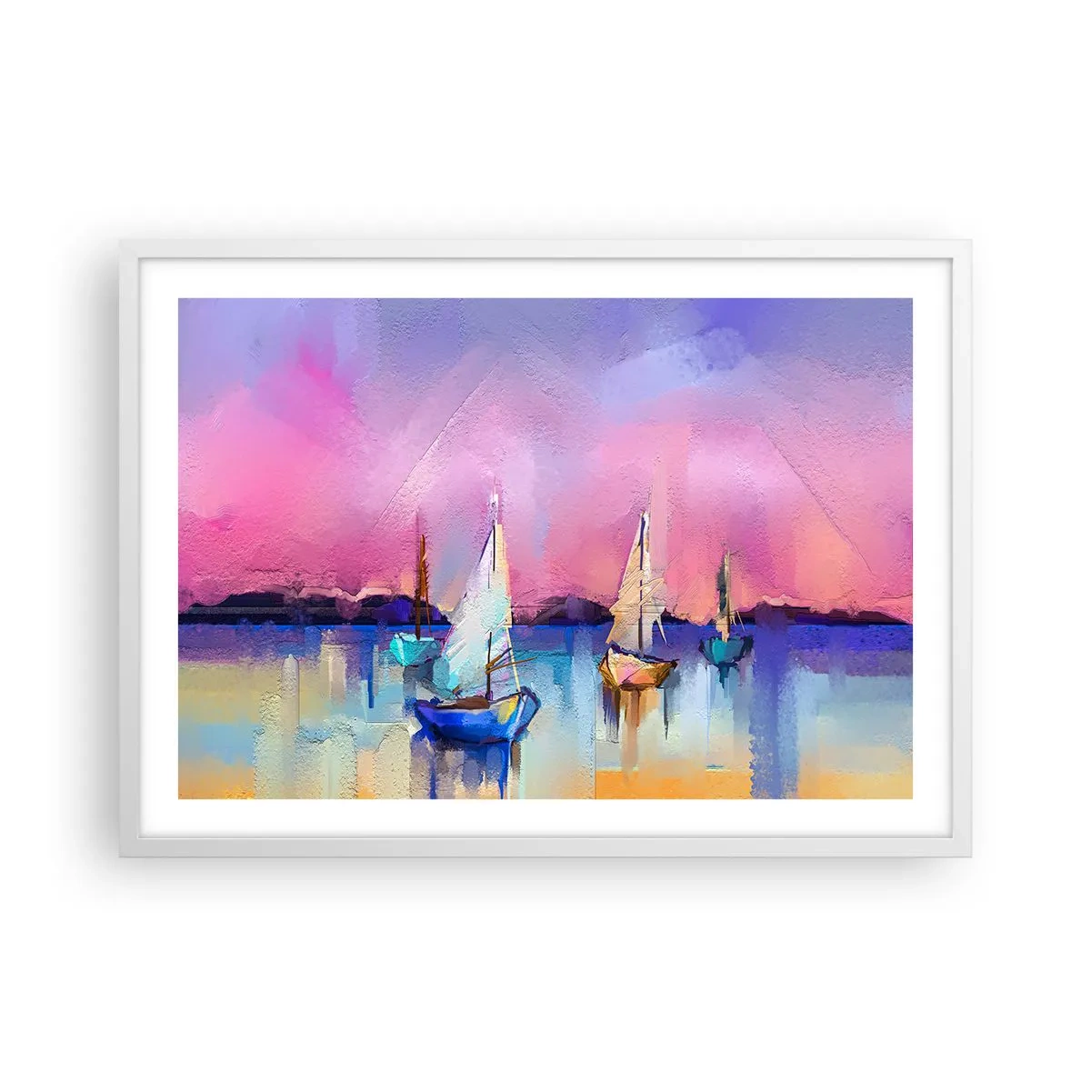 Plagát v bielom ráme - Smer: široká voda - 70x50 cm