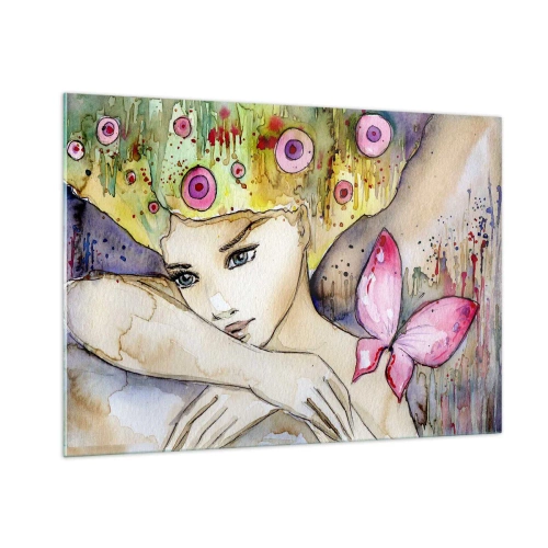 Obraz na skle - Motýlia princezná - 100x70 cm