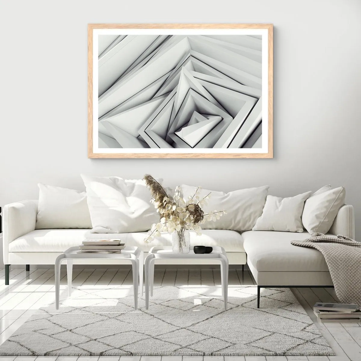 Plagát v ráme zo svetlého duba - Symfónia ostrých uhlov - 91x61 cm