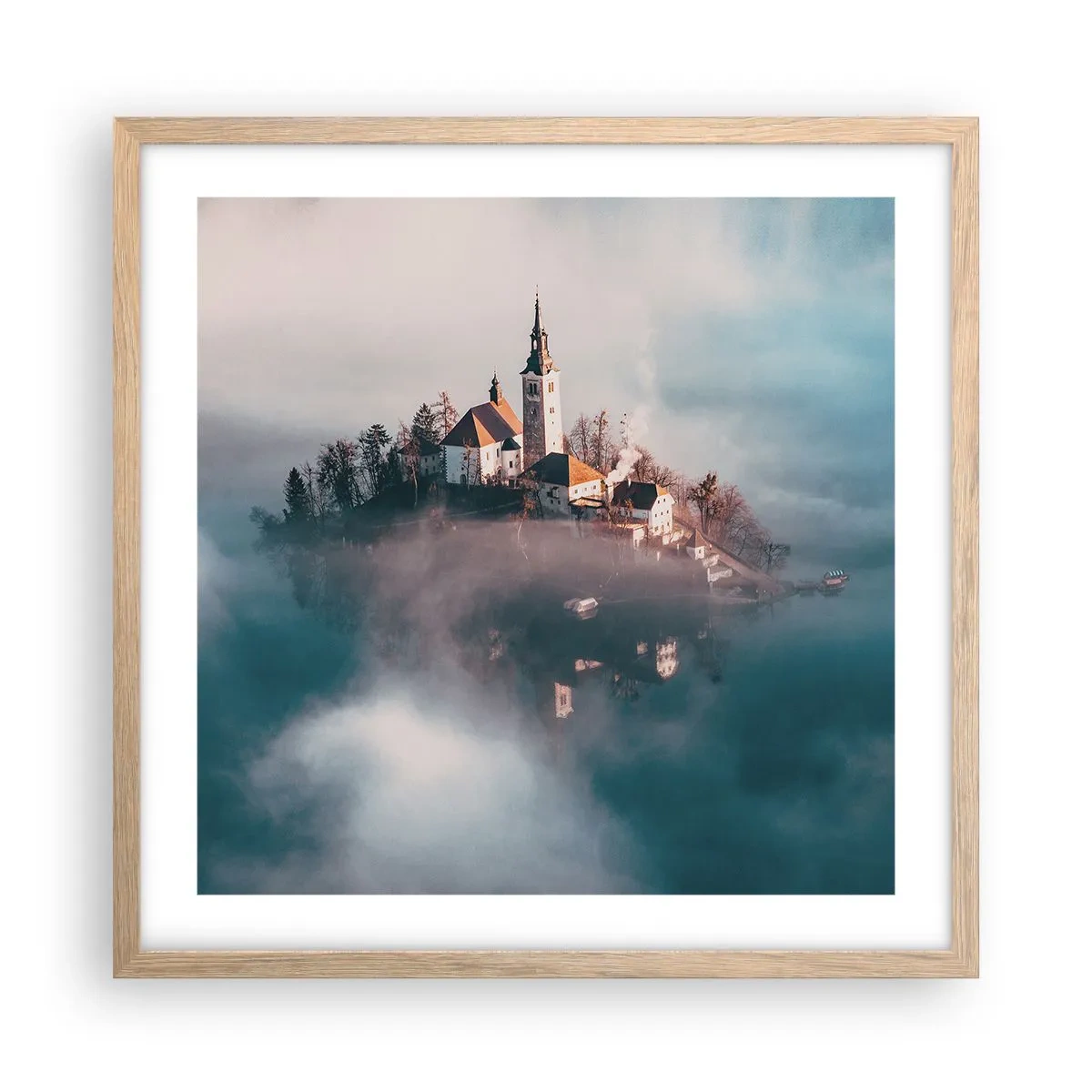 Plagát v ráme zo svetlého duba - Ostrov snov - 50x50 cm
