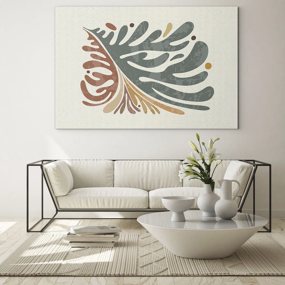 Obraz na skle - Abstraktný list v teplých farbách - 70x50cm - Viacfarebný list - Moderná nástenná dekorácia do obývacej izby a spálne ARTTOR