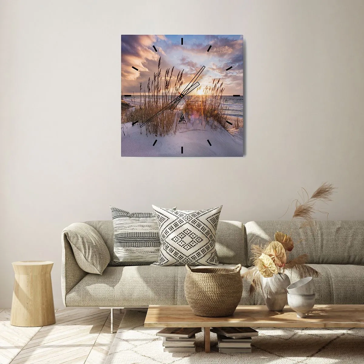 Nástenné hodiny - Rozlúčka so slnkom a vetrom - 40x40 cm