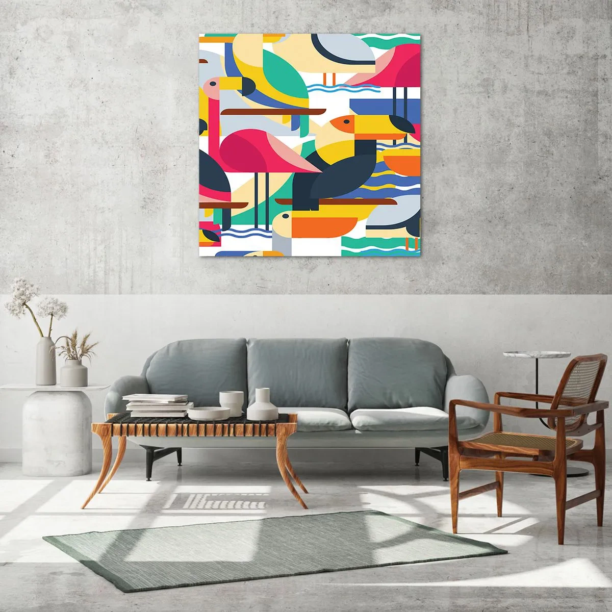 Obraz na skle - Vtáčia párty - 60x60 cm