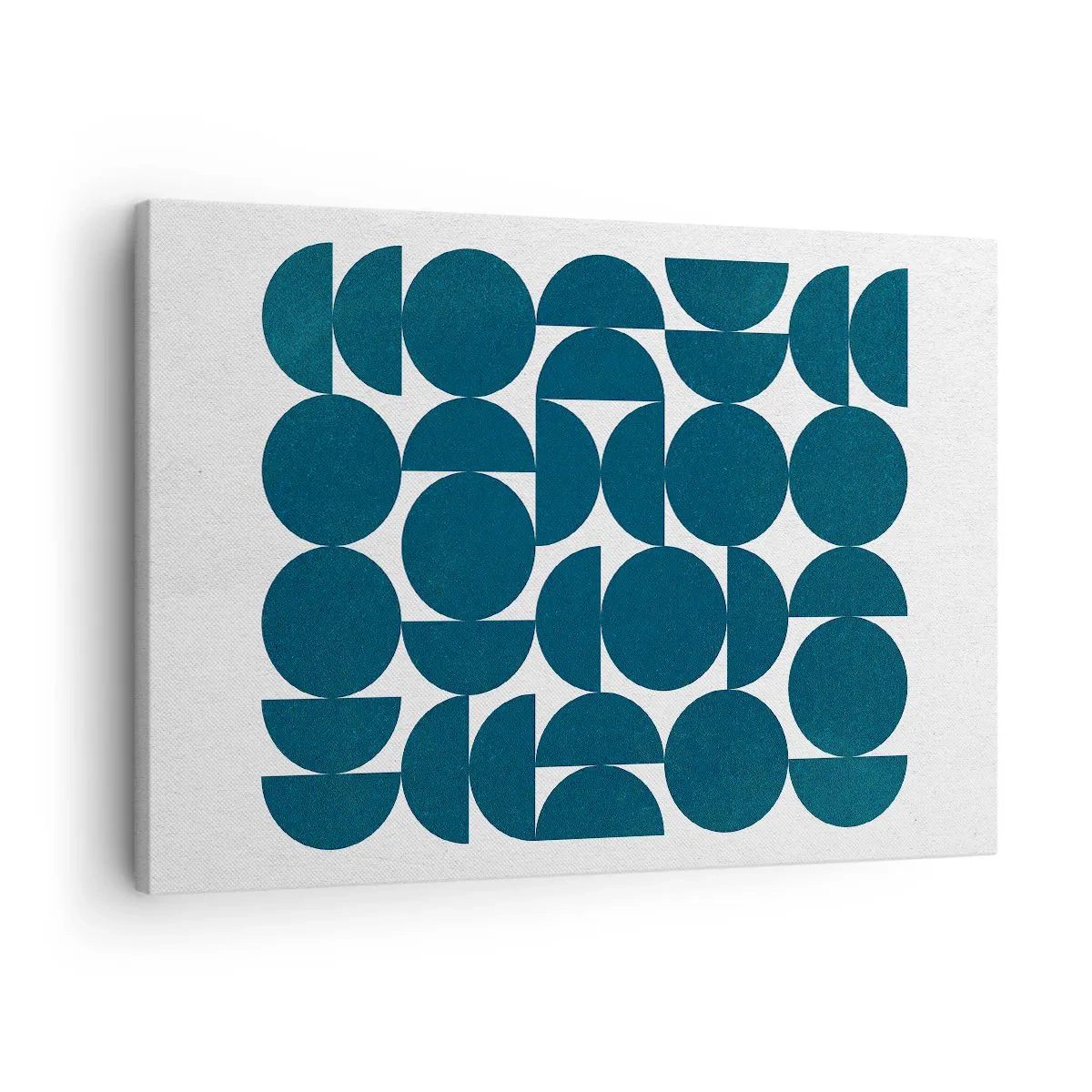 Obraz na plátne - Geometrické tvary v odtieňoch námorníckej modrej na bielom pozadí - 70x50cm - Kruhy a polkruhy - Moderná nástenná dekorácia do obývacej izby a spálne ARTTOR