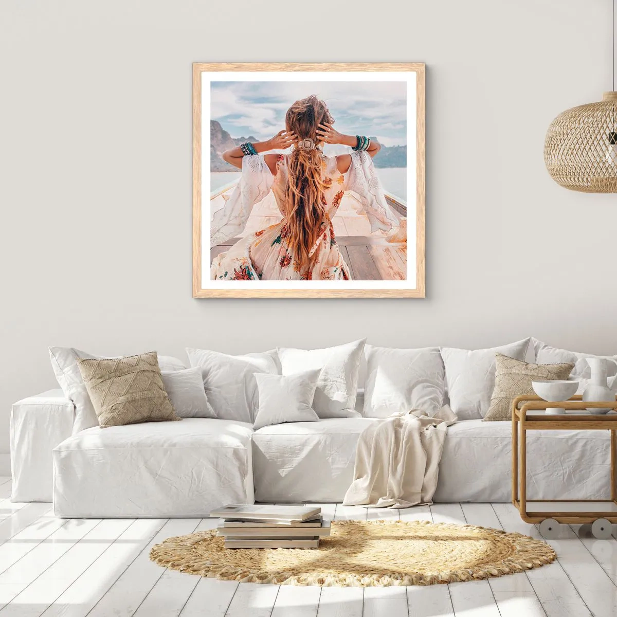 Plagát v ráme zo svetlého duba - Na ceste ku šťastiu - 50x50 cm