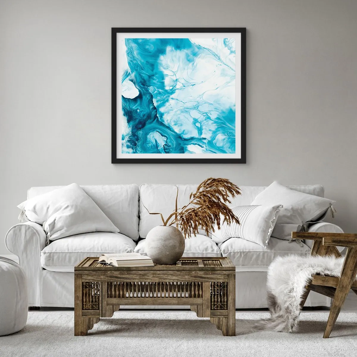 Plagát v čiernom ráme - Modrý koncert - 50x50 cm