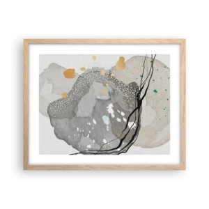 Plagát v ráme zo svetlého duba - Organická kompozícia - 50x40 cm