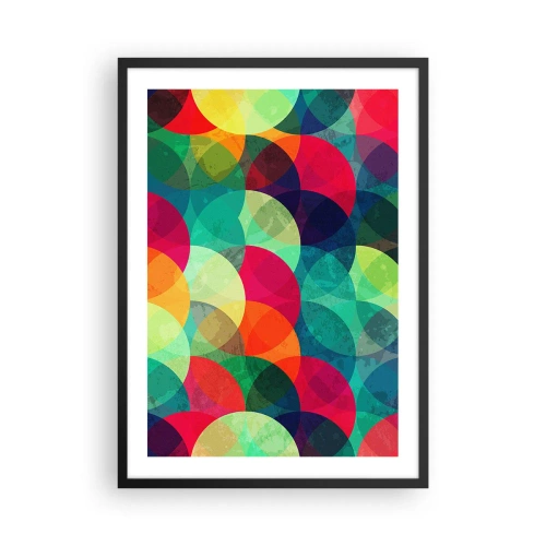 Plagát v čiernom ráme - Abstraktné, farebné kruhy, ktoré sa navzájom prekrývajú - 50x70cm - Vstúpiť do dúhy - Moderná nástenná dekorácia do obývacej izby a spálne ARTTOR