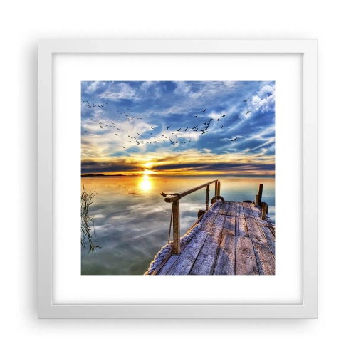 Plagát v bielom ráme - Vietor ide odpočívať - 30x30 cm