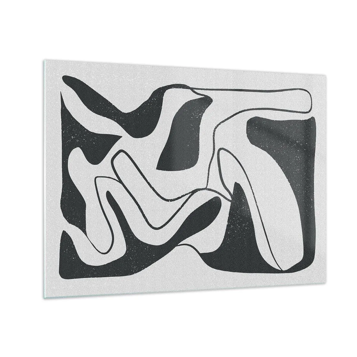 Obraz na skle - Čiernobiele abstraktné tvary pripomínajúce bludisko - 70x50cm - Abstraktná hra v labyrinte - Moderná nástenná dekorácia do obývacej izby a spálne ARTTOR