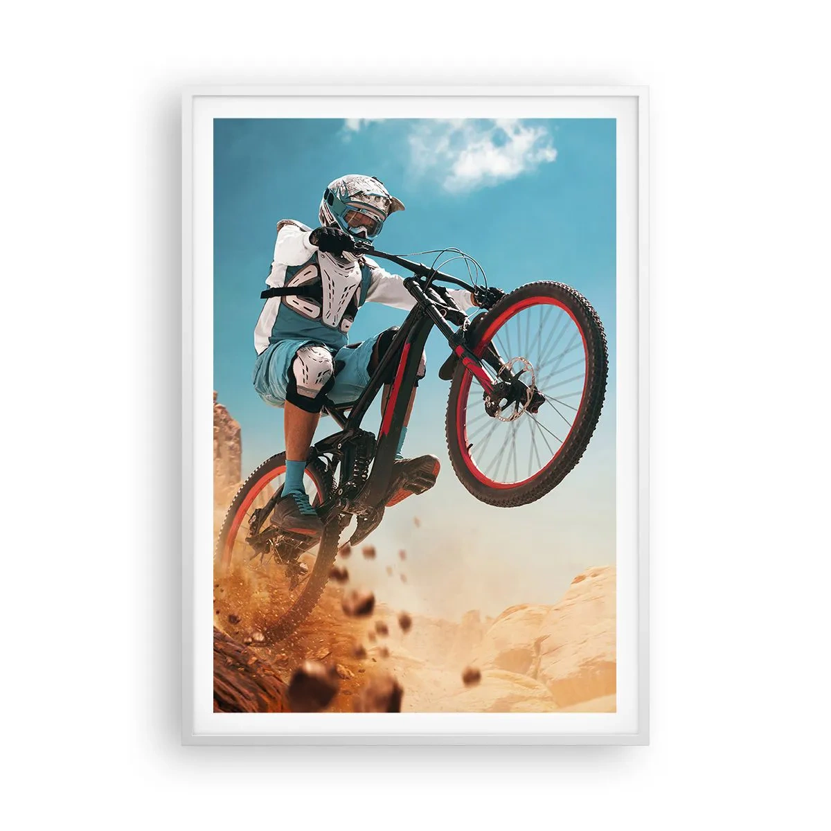 Plagát v bielom ráme - Cyklistický démon šialenstva - 70x100 cm