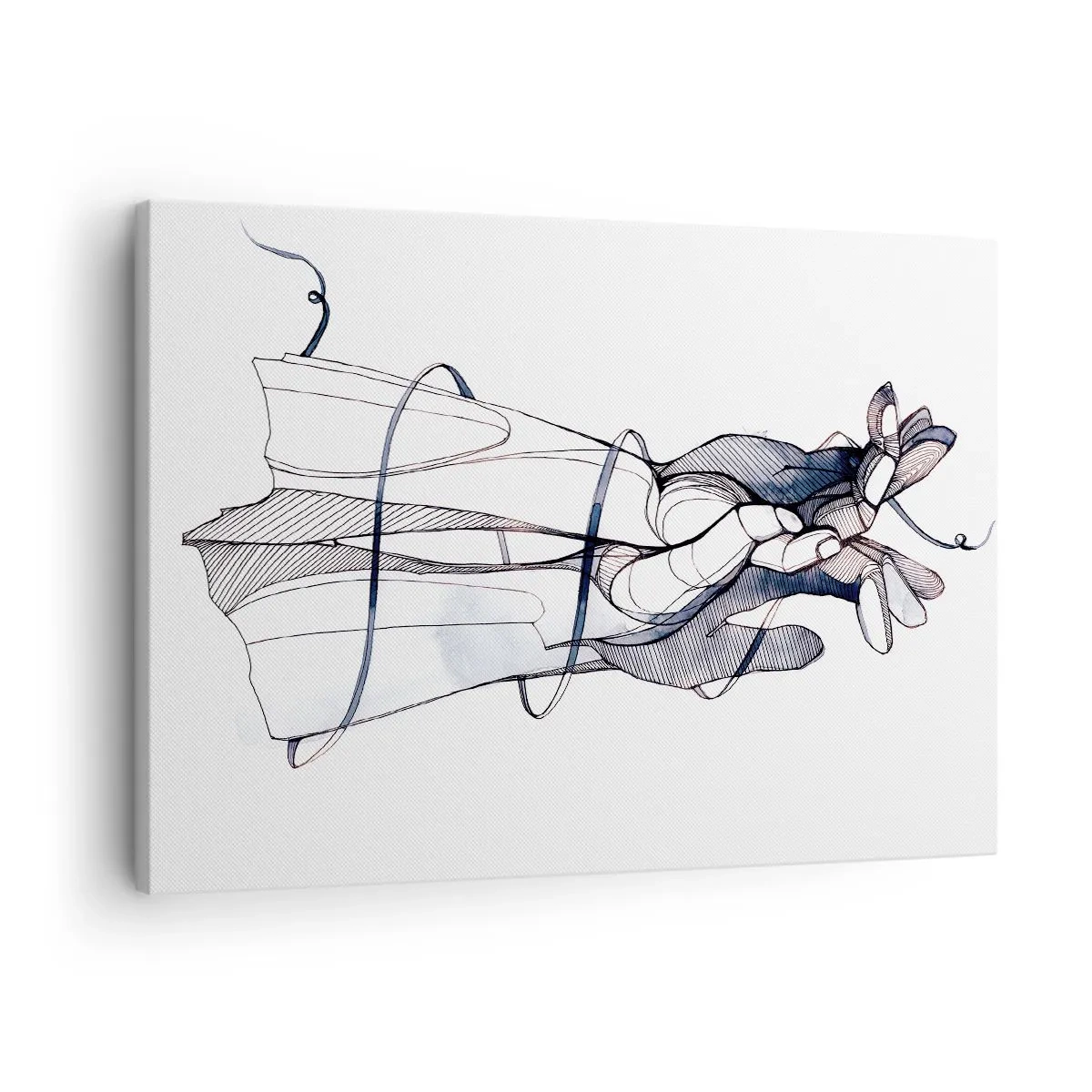 Obraz na plátne - Jemná kresba ruky s jemným kvetom - 70x50cm - Štúdia o dotyku - Moderná nástenná dekorácia do obývacej izby a spálne ARTTOR