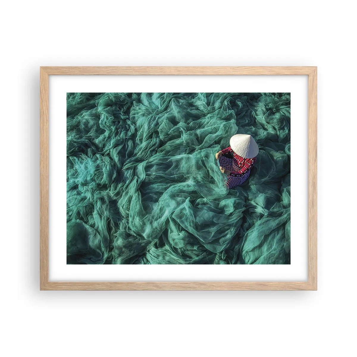 Plagát v ráme zo svetlého duba - V mori sietí - 50x40 cm