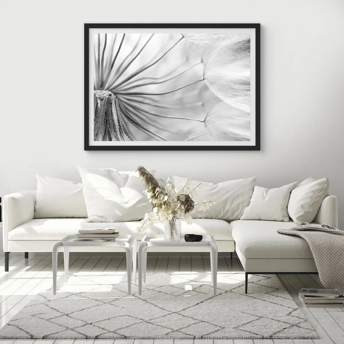 Plagát v čiernom ráme - Púpavy - 70x50 cm