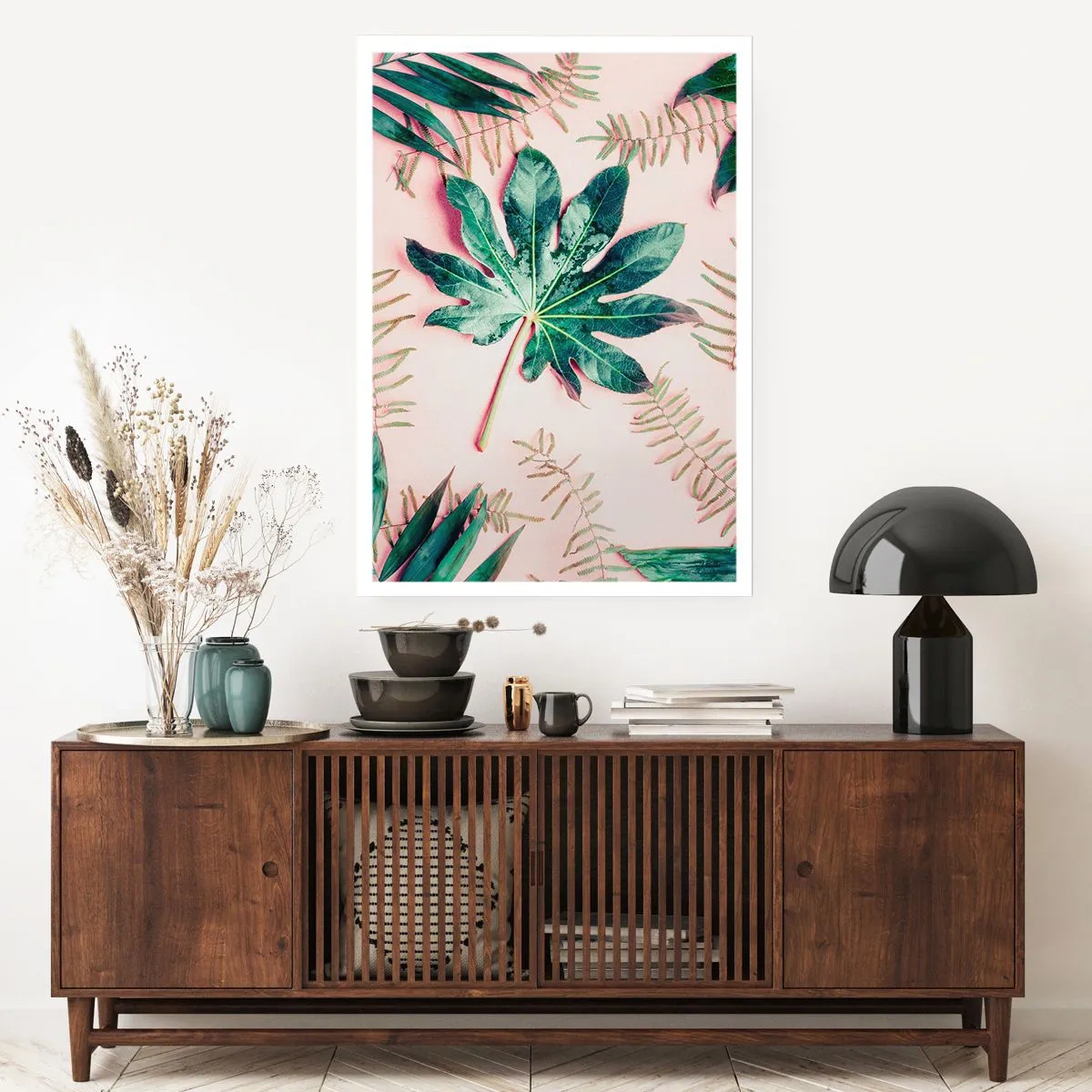 Plagát - Štúdia zelenej na ružovom pozadí - 61x91 cm