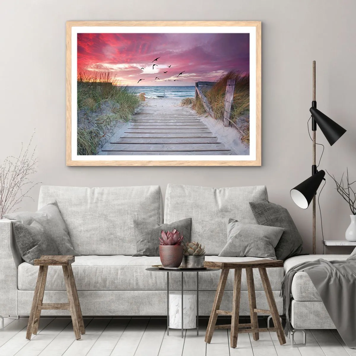 Plagát v ráme zo svetlého duba - Baltská impresia - 100x70 cm