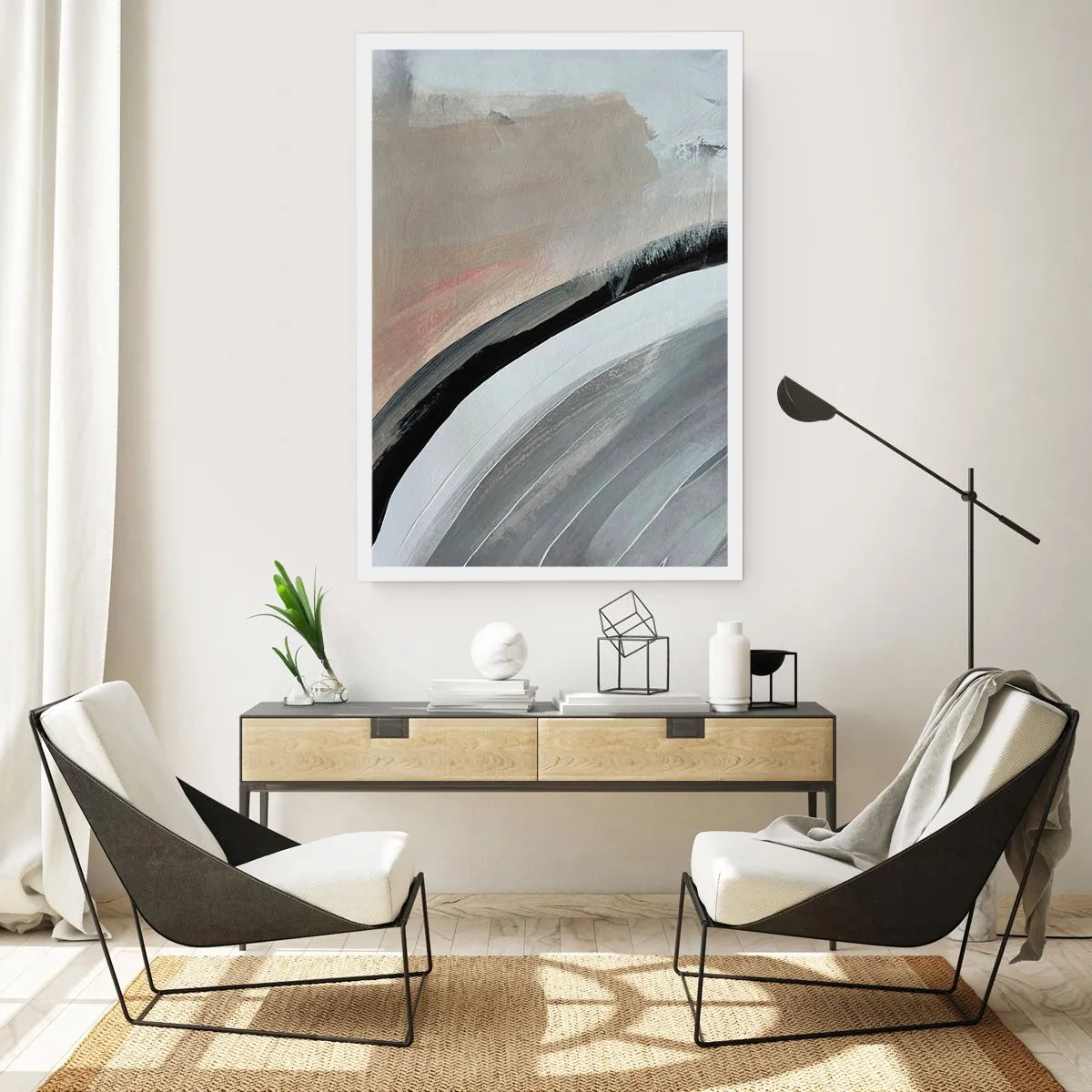 Plagát - Kompozícia: čierny a šedý oblúk - 70x100 cm