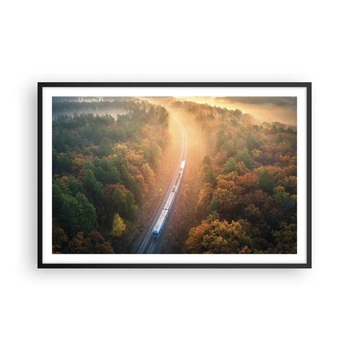 Plagát v čiernom ráme - Jesenná cesta - 91x61 cm