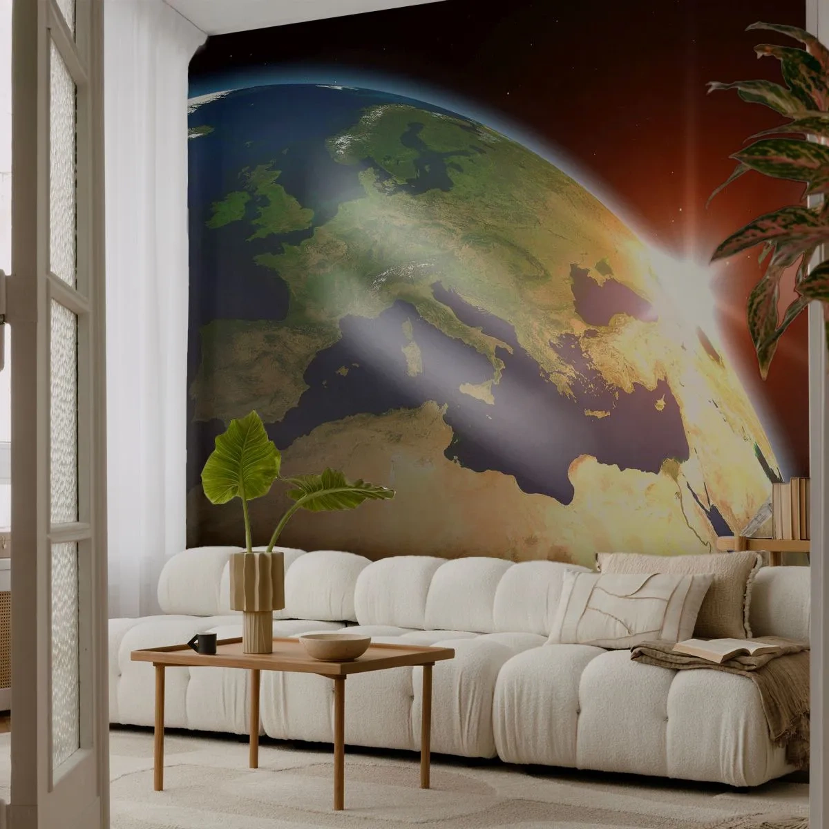 Fototapeta Premium Sand - Východ slnka - Kozmos, Globe, kontinentov - 400x280 cm