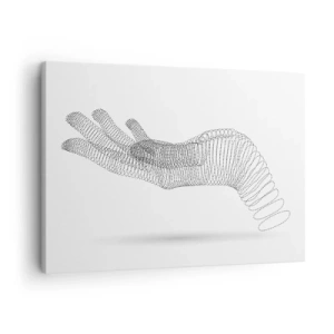 Obraz na plátne - Minimalistická ilustrácia ruky vyrobenej z čiernych bodiek na bielom pozadí. - 70x50cm - Pružná ruka - Moderná nástenná dekorácia do obývacej izby a spálne ARTTOR