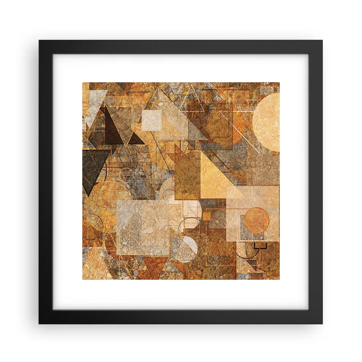 Plagát v čiernom ráme - Kubistické bronzové štúdium - 30x30 cm