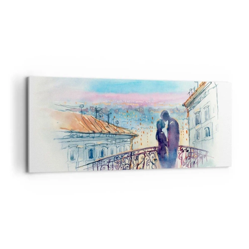 Obraz na plátne - Parížski milenci - 100x40 cm