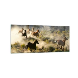 Obraz na skle - Rivalita - sloboda alebo mužská sila? - 120x50 cm