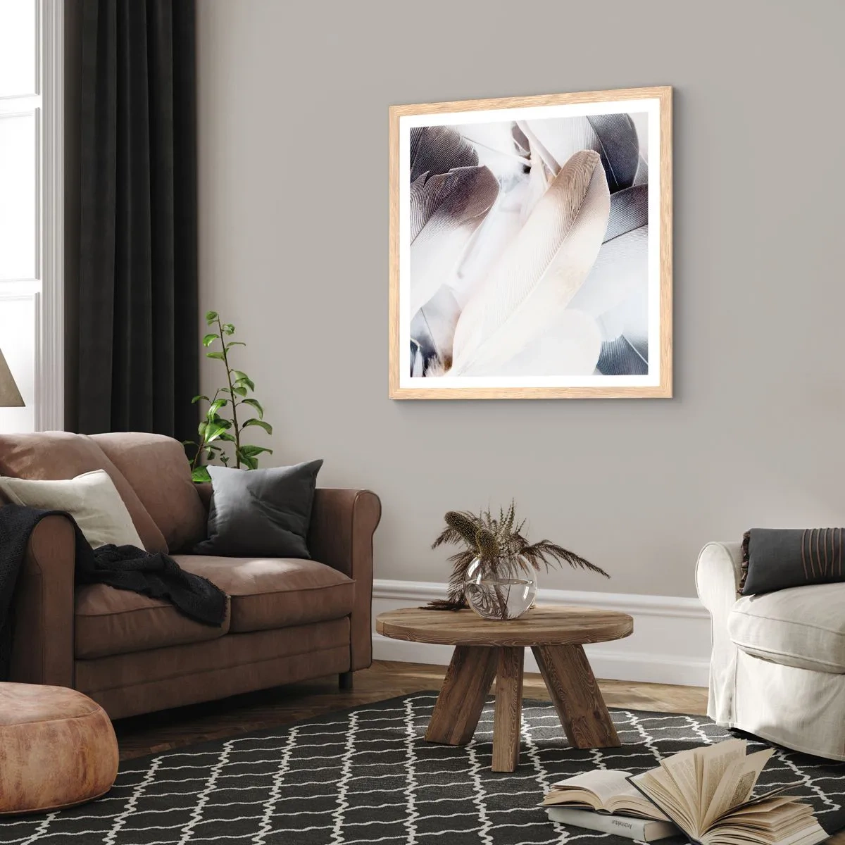 Plagát v ráme zo svetlého duba - Takmer anjelské - 50x50 cm