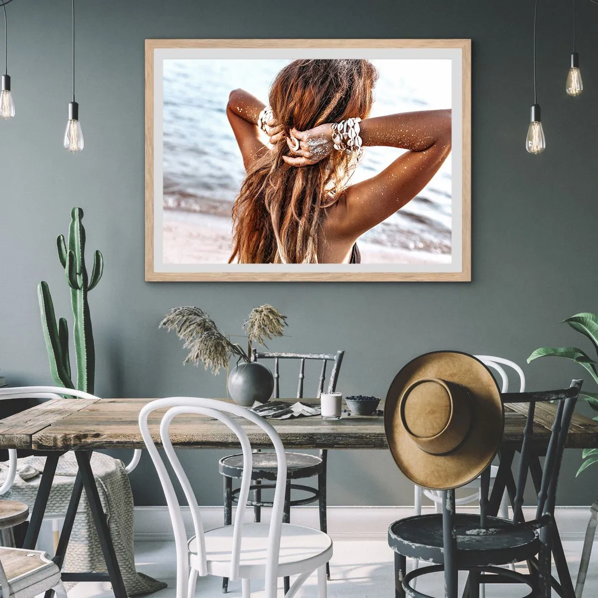 Plagát v ráme zo svetlého duba - Sestra vody a slnka - 40x30 cm