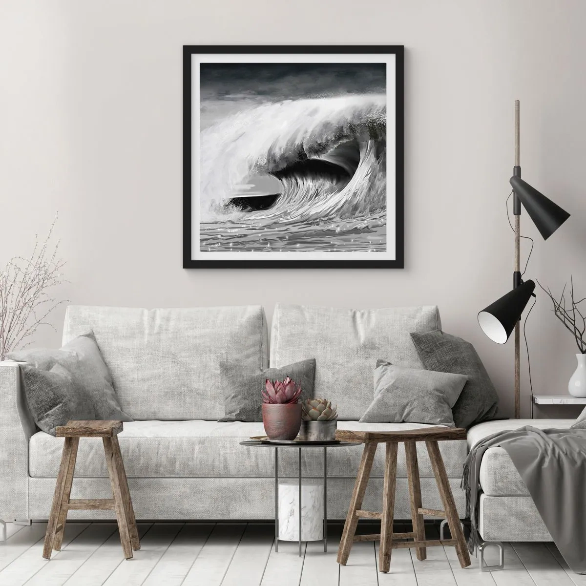 Plagát v čiernom ráme - Hnev oceánu - 30x30 cm