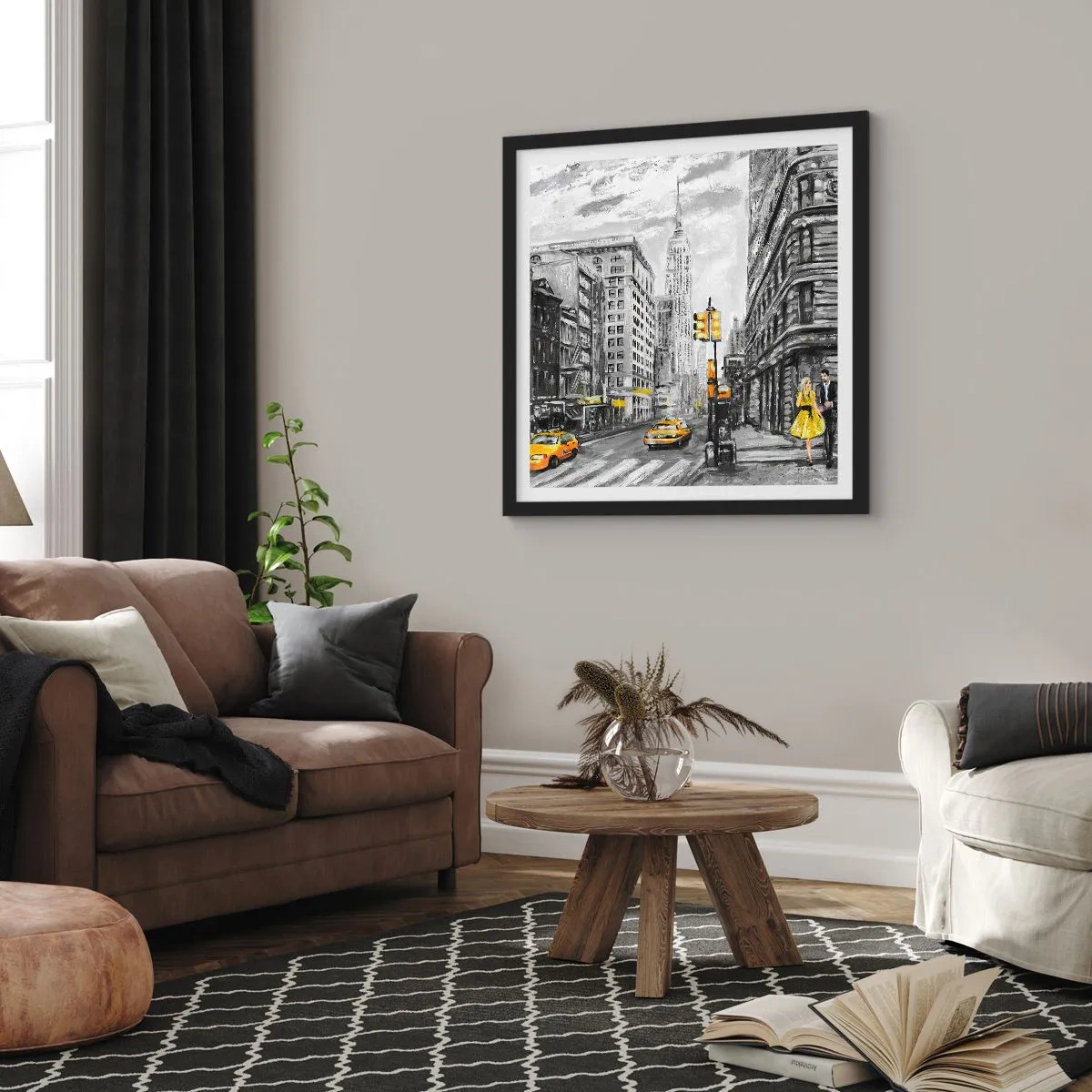Plagát v čiernom ráme - Newyorský príbeh - 60x60 cm