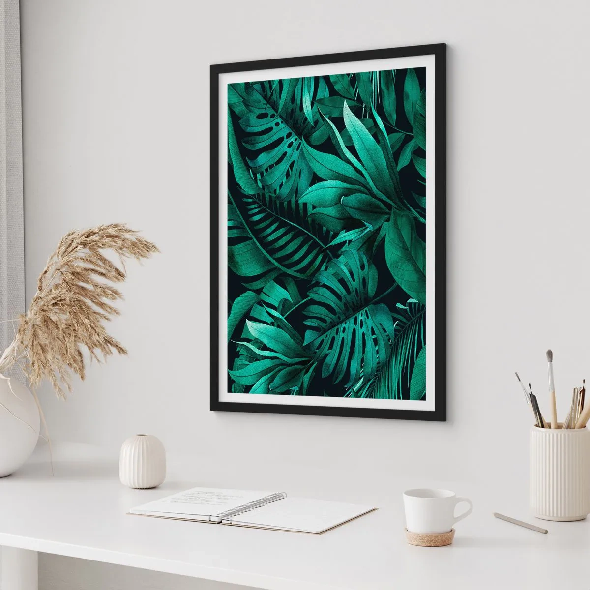Plagát v čiernom ráme - Hĺbka tropickej zelene - 30x40 cm