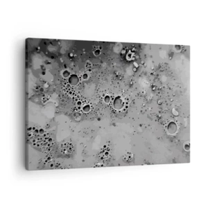 Obraz na plátne - Abstraktný čiernobiely bublinový vzor - 70x50cm - Ako mesačná krajina - Moderná nástenná dekorácia do obývacej izby a spálne ARTTOR