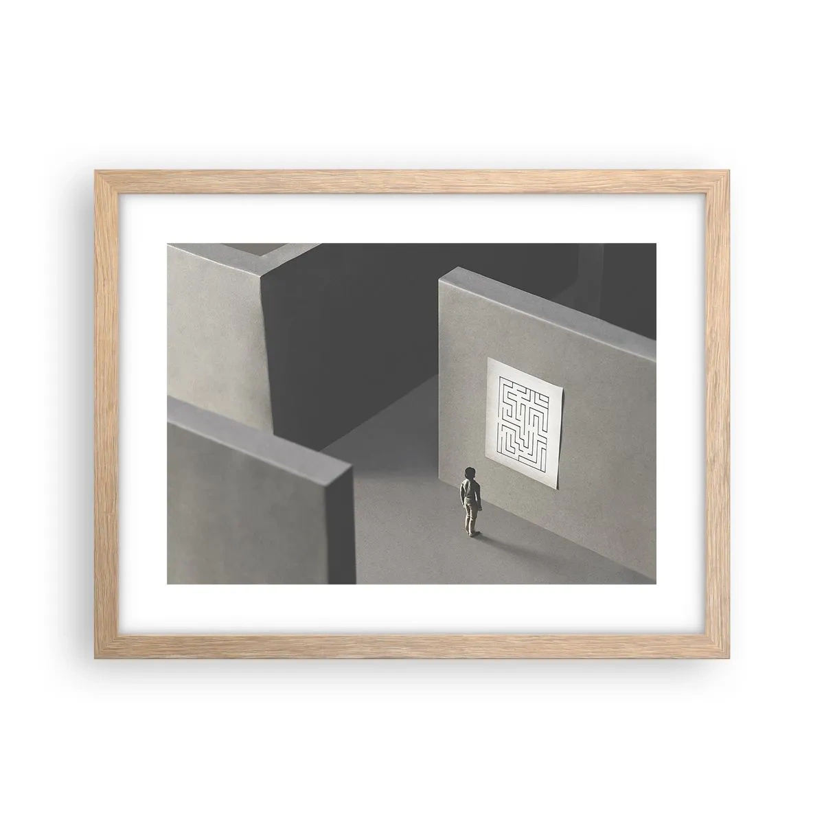 Plagát v ráme zo svetlého duba - Kde to ale som? - 40x30 cm