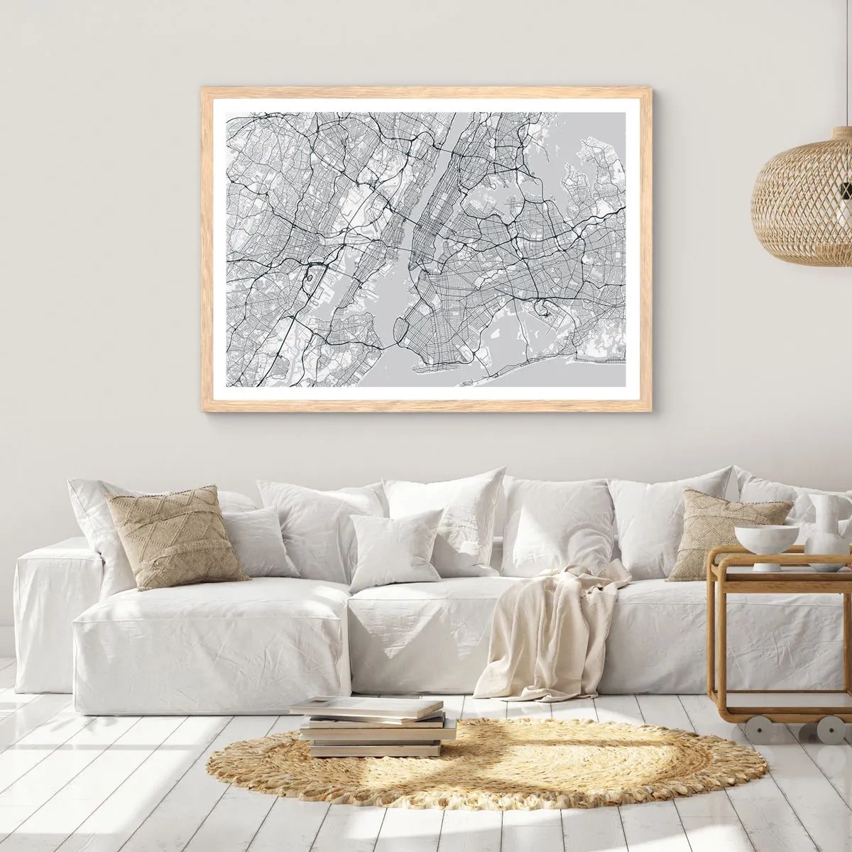 Plagát v ráme zo svetlého duba - Anatómia metropoly - 50x40 cm