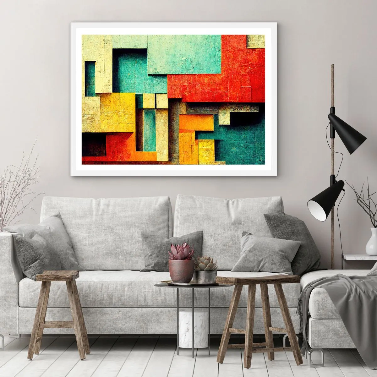 Plagát v bielom ráme - Festival pravých uhlov - 100x70 cm