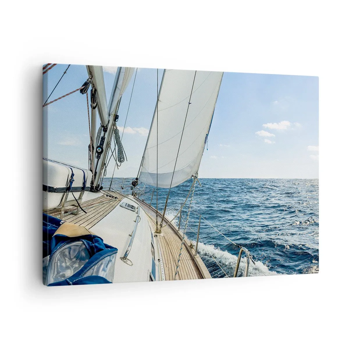 Obraz na plátne - Plachetnica na pokojnom mori pod modrou oblohou - 70x50cm - Ahoj, dobrodružstvo - Moderná nástenná dekorácia do obývacej izby a spálne ARTTOR