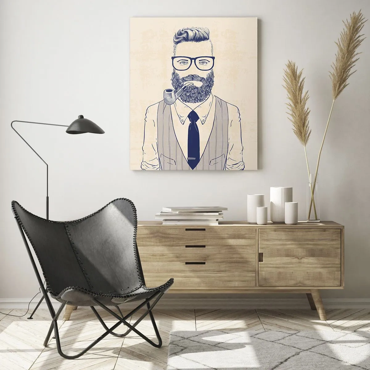 Obraz na skle - Veselý, mužský a módny - 50x70 cm
