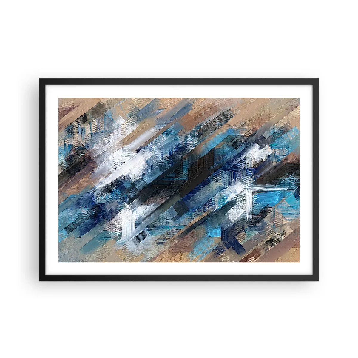Plagát v čiernom ráme - Modrá šikmosť - 70x50 cm
