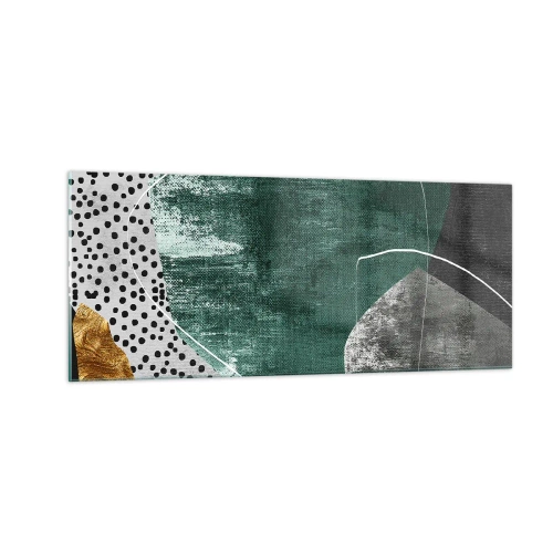 Obraz na skle - Farebná abstrakcia so zlatou vločkou - 100x40 cm